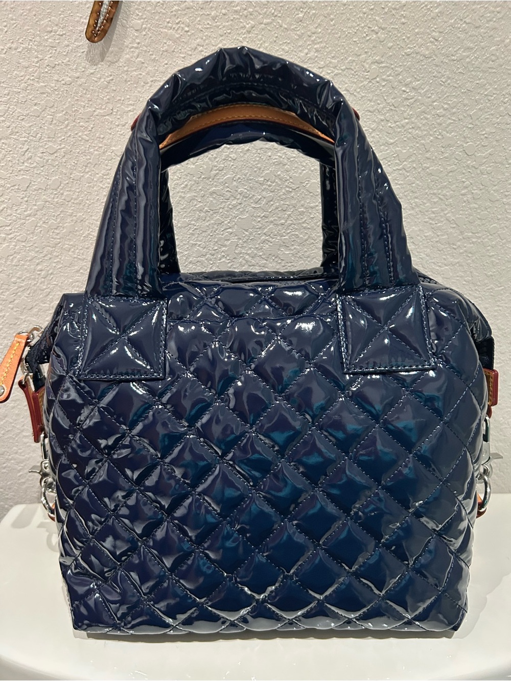 MZ Wallace Quilted Patent Cross Body Deep Navy - Picture 2 of 9